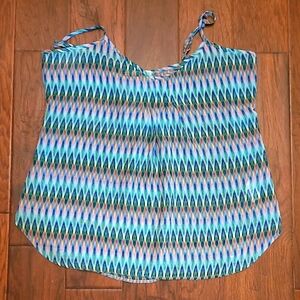 Maurices women's semi-sheer sleeveless top with a multicolor pattern size Large